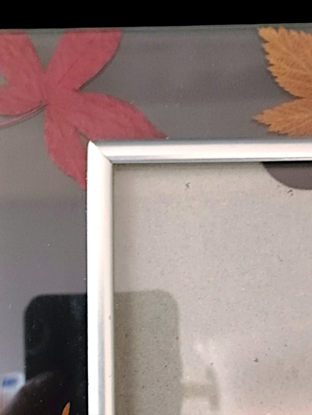 Vtg Dried Pressed Leaf Picture Photo Frame Lead Glass‎ Maple Leaves Farmhouse